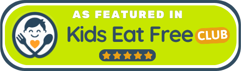 Lime banner with stars — As featured in Kids Eat Free Club