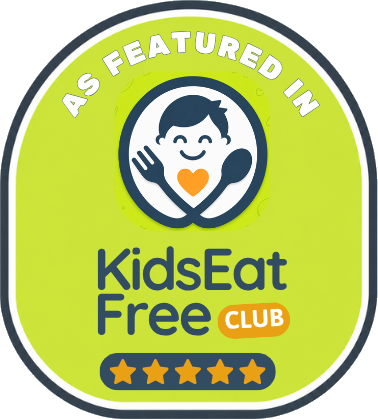 Round badge — As featured in Kids Eat Free Club